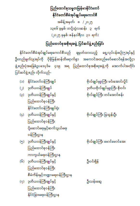 ပြည်ထောင်စုအစိုးရအဖွဲ့ ပြင်ဆင်ဖွဲ့စည်းခြင်း (အမိန့်အမှတ် ၈/ ၂၀၂၅)